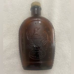 Log Cabin Bicentennial Eagle Brown Glass Bottle